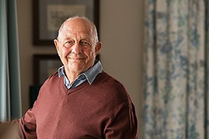 Closeup of senior man smiling at home